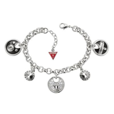 Guess Adjustable Rhodium Plated Multi Padlock Charm Bracelet - Product number 9653910