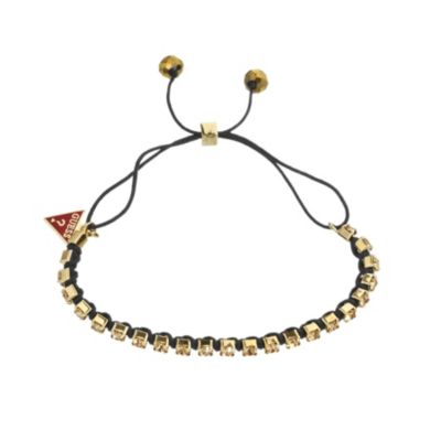 Guess Adjustable Gold Plated Stone Set Black Cord Bracelet - Product number 9653961