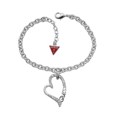 Guess Adjustable Rhodium Plated Small Open Heart Bracelet - Product number 9653996