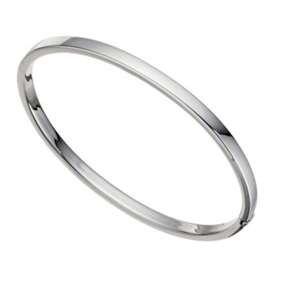 9ct White Gold Hinged Plain Bangle - Product number 9654577
