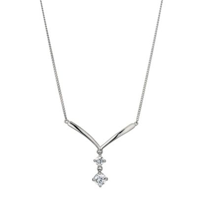 9ct Whit Gold Cubic Zirconia Drop Necklace - Product number 9655093
