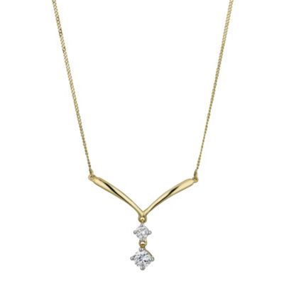9ct Gold Cubic Zirconia Drop Necklace - Product number 9655107