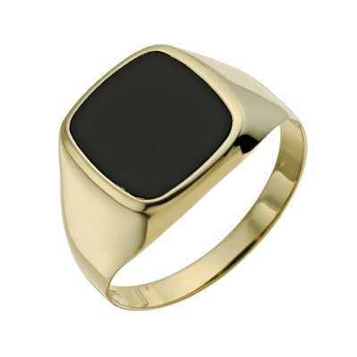 H Samuel 9ct Gold Square Onyx Signet Ring