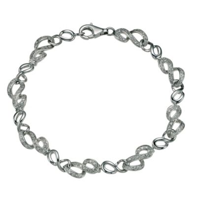 Sterling silver 0.33 point diamond figure of eight bracelet - Product number 9656502