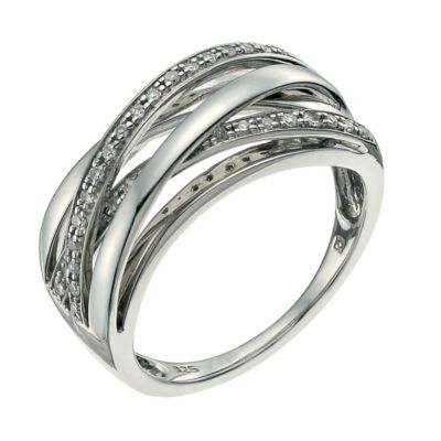 Sterling silver diamond crossover ring - Product number 9657487