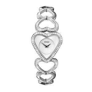 Seksy Ladies' Stone Set Heart Bracelet Watch