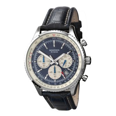 Sekonda Men's Blue Leather Strap Watch - Product number 9660356