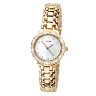 Sekonda Ladies' Gold Plated Stone Set Bracelet Watch - Product number 9660518