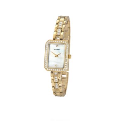 Sekonda Ladies' Rectangle Gold Plated Bracelet Watch - Product number 9660542