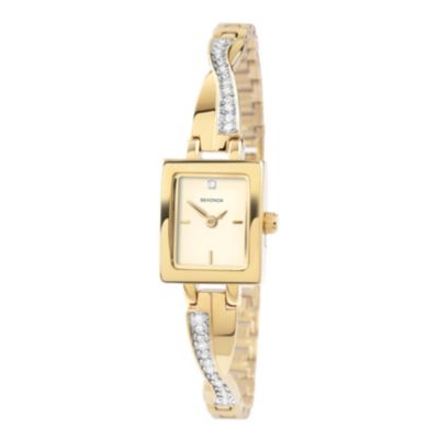 Sekonda Ladies' Stone Set Gold Plated Twist Bracelet Watch - Product number 9660569