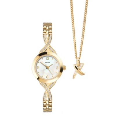 Sekonda Ladies' Gold Plated Bracelet Watch & Pendant Set - Product number 9660585