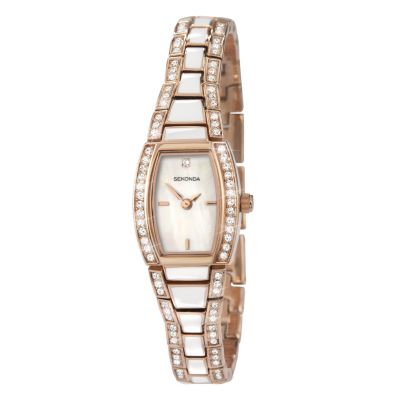 Sekonda Ladies' White & Rose Gold Plated Bracelet Watch - Product number 9660658