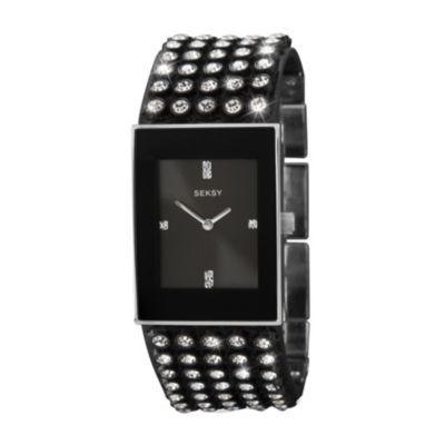 Seksy Ladies' Black Stone Set Strap Watch - Product number 9660712