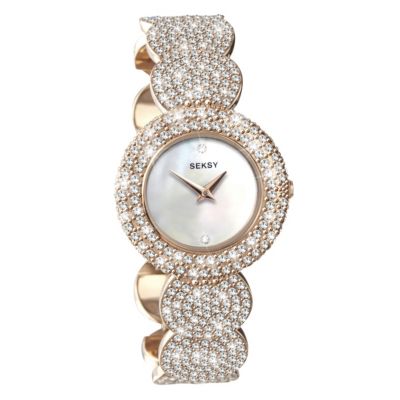 Seksy Ladies' Rose Gold Plated Stone Set Bracelet Watch - Product number 9660941