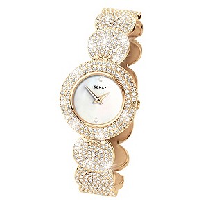 Seksy Ladies' Gold Plated Stone Set Bracelet Watch