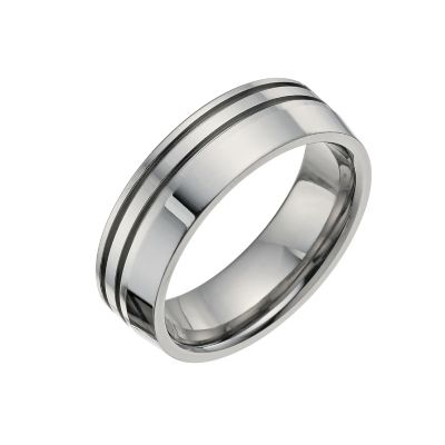 Titanium Two Groove Ring