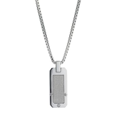 Stainless Steel Glitter and Cubic Zirconia Dog Tag