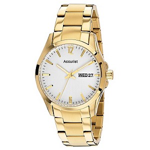 Accurist Men's Gold Plated White Dial Bracelet Watch