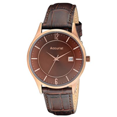 Accurist Men's Brown Dial Brown Strap Watch - Product number 9668063