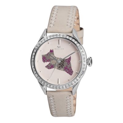 Radley Ladies' Stone Set Cream Strap Watch With Logo DialRadley Ladies' Stone Set Cream Strap Watch 