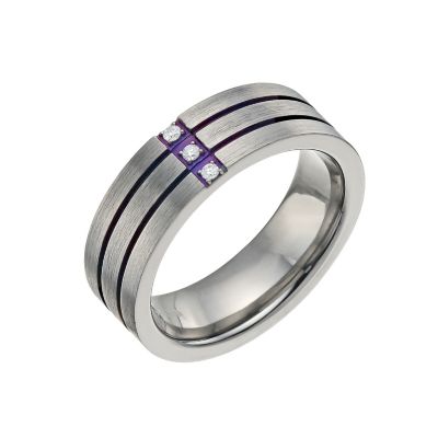 Men's Titanium Diamond Set Ring