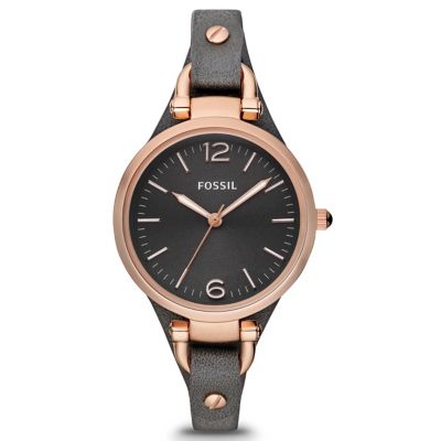 Fossil Ladies' Grey Dial Gunmetal Grey Strap Watch