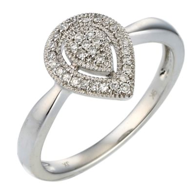 9ct white gold 12 point diamond pear cluster ring - Product number 9678166