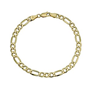 Together Bonded Silver & 9ct Gold Solid Figaro Bracelet