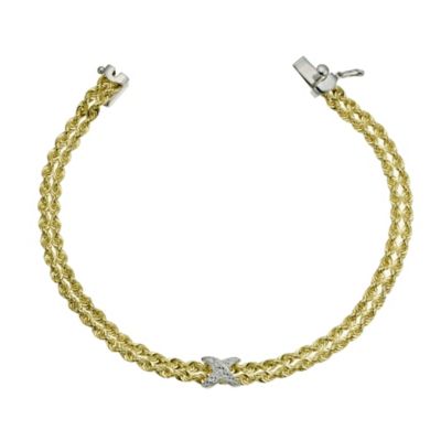 Together Bonded Silver & 9ct Gold Kiss Rope Bracelet 7.25" - Product number 9684387