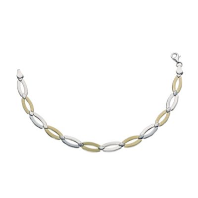 Together Bonded Silver & 9ct Yellow Gold Oval Link Bracelet - Product number 9687084