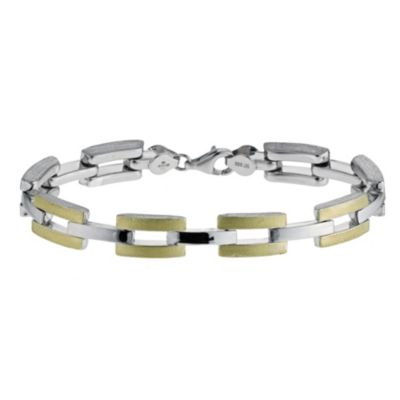 Together Bonded Silver & 9ct Gold Square Link Bracelet - Product number 9687122