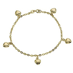 Together Bonded Silver & 9ct Gold Heart Charm Bracelet