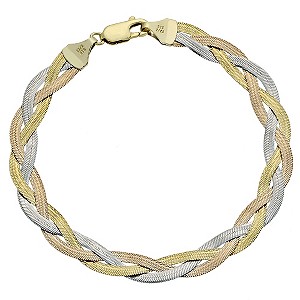 Together Bonded Silver & 9ct Gold Plaited Bracelet