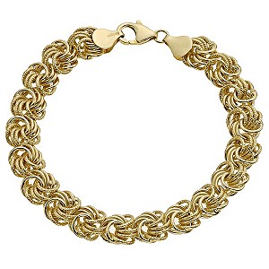 Together Bonded Silver & 9ct Yellow Gold Swirl Link Bracelet