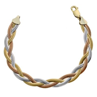 Together Bonded Silver & 9ct Gold Plaited Bracelet - Product number 9687343