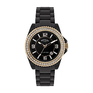 Rotary Ceramique Ladies' Black Stone Set Bracelet Watch
