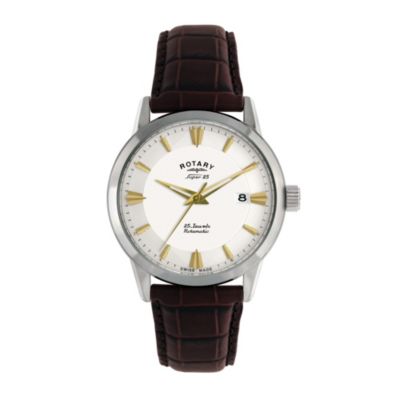 Rotary Super 25 Men's White Dial Leather Strap Watch - Product number 9687807