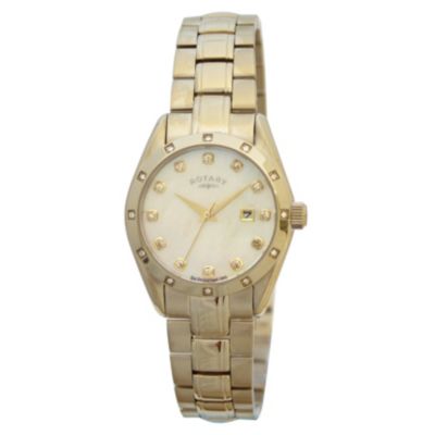 Rotary Ladies' Gold Plated Cream Stone Set Dial Watch - Product number 9687823