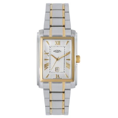 Rotary Men's Two Colour Gold Plated White Dial Watch - Product number 9687866