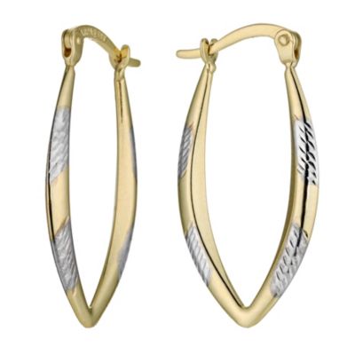 Together Bonded Silver & 9ct Gold Drop Creole Earrings