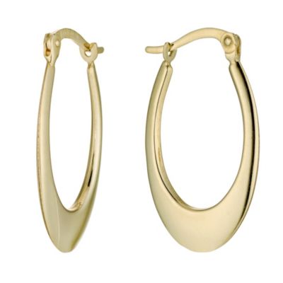 Together Bonded Silver & 9ct Gold Oval Creole Earrings