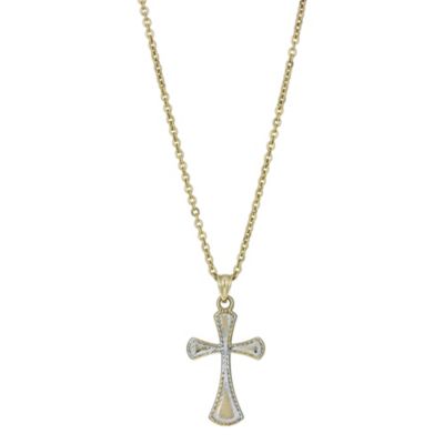 Together Bonded Silver & 9ct Gold Diamond Cut Cross Necklace