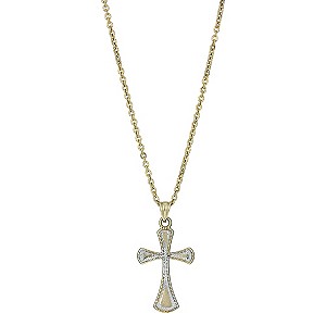 Together Bonded Silver & 9ct Gold Diamond Cut Cross Necklace