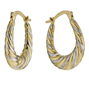 Bonded Silver and 9ct Gold Oval Creole Earrings