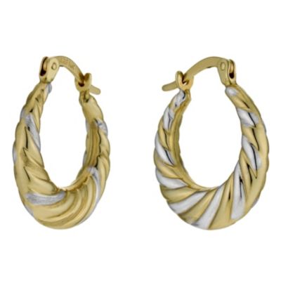 Together Bonded Silver and 9ct Gold Round Creole Earrings