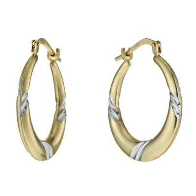 Bonded Silver and 9ct Gold Swirl Creole