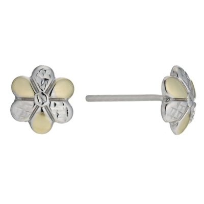 Silver and 9ct Gold Bonded Flower Stud Earrings