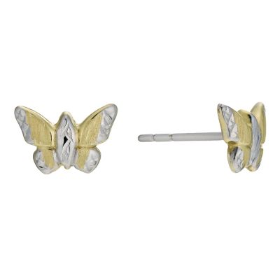Silver & 9ct Gold Bonded Butterfly Stud Earring