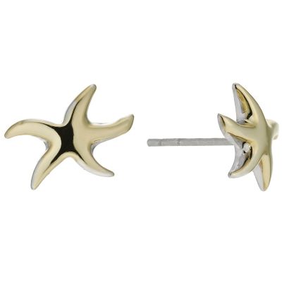 Silver & 9ct Gold Bonded Star Fish Stud Earrings - Product number 9689346