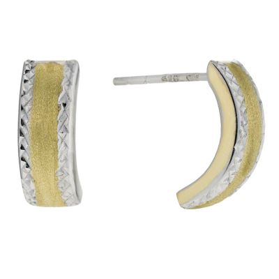Silver & 9ct Gold Bonded Crescent Earrings